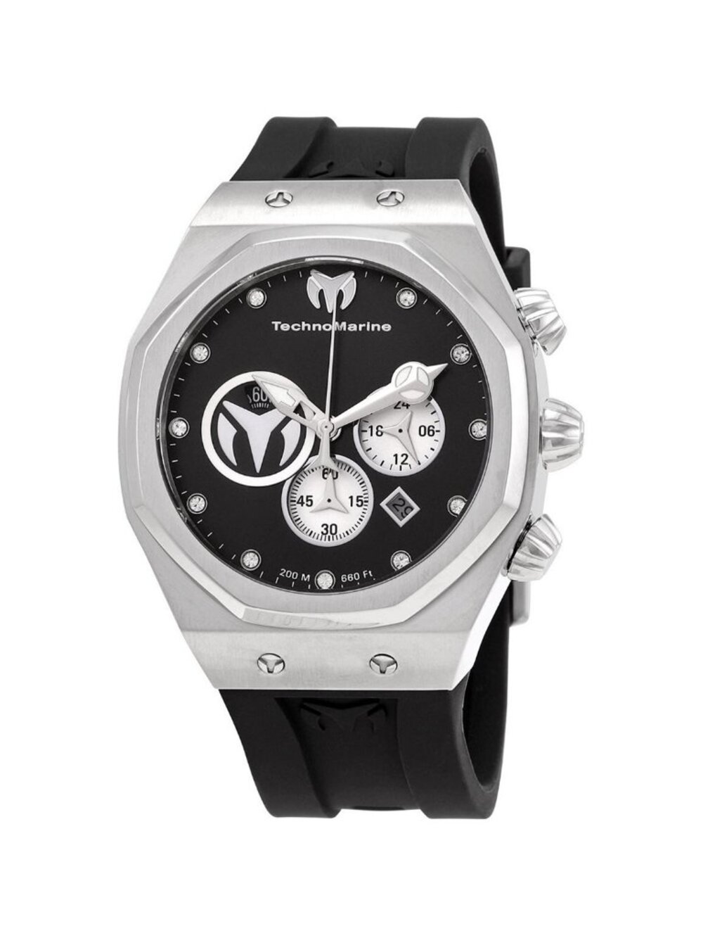 NWT Technomarine Reef Sun Chronograph Quartz Diamond Black Dial Men's Watch